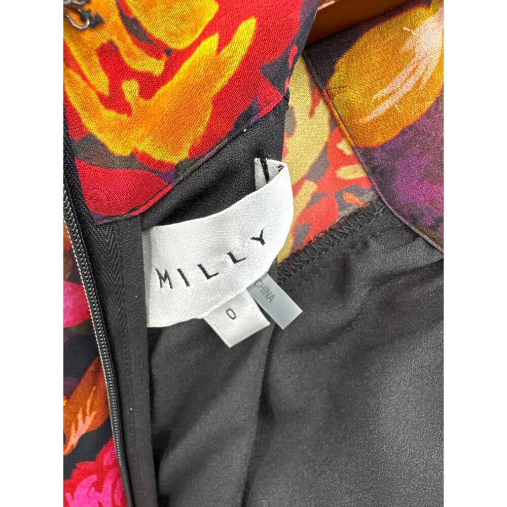 Milly Iyla Autumn Foliage Floral Tiered Mini Dress Long Sleeve Size 0 - Picture 6 of 9